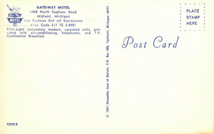 Gate-Way Motel (Gateway Motel) - Old Postcard Photo (newer photo)